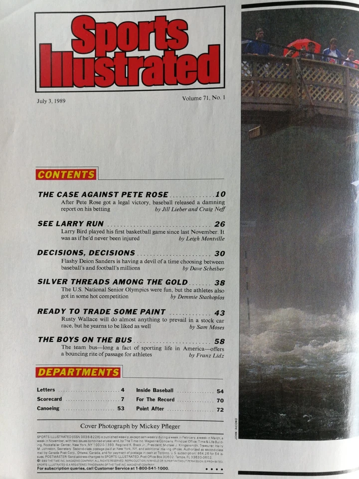 Revista Sports Illustrated 3 de julio de 1989 Pete Rose Larry Bird Rusty Wallace JH Foto 2 de 2
