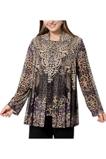 Antthony Women's 2 Piece Cardigan Top Cheetah Medallion