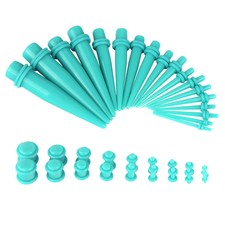 36PC Acrylic Taper Kit Plug Double O-Rings Ear Gauges Stretching Jewelry 14G-00G
