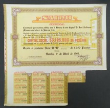 ACCIÓN ORIGINAL SAYRU INMOBILIARIA RUSTICA URBANA 1968 SEVILLA  Aprox. 350x248mm