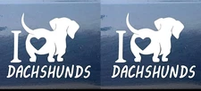 I Love Dachshunds - Two White Vinyl Decals Car Truck Windows camper RV laptop