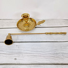 Vintage large brass Chamber Candlestick holder w/brass snuffer India
