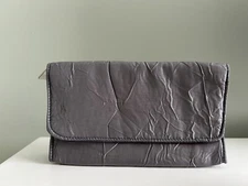 Beautycom Crinkle Cosmetic Bag/Clutch, Gunmetal, NEW