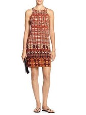 BANANA REPUBLIC RUST SHADES GEO PRINT CAREER CASUAL SHIFT DRESS SIZE: S NWT