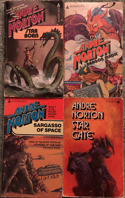 Andre Norton books, lot of 4, Star Born, Dragon Magic, Star Gate & Sargasso of 