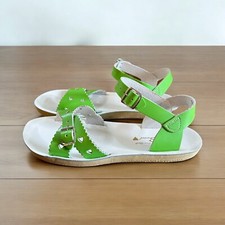 Salt Water Big Girls 3 Women's 5 Sweetheart Lime Sandals Leather Flats NEW