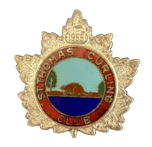 Saint Thomas, ON Curling Club 1955 Enamel Pinback Pin