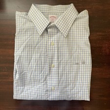 Brooks Brothers Blue  Yellow Plaid Button Up Long Sleeve Men's Shirt 17-23