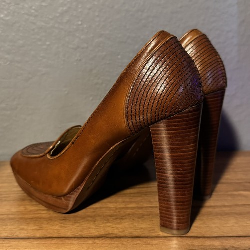 Michael Kors MK Women’s Shoes High Heels 6 1/2 M Brown Leather - Picture 5 of 11