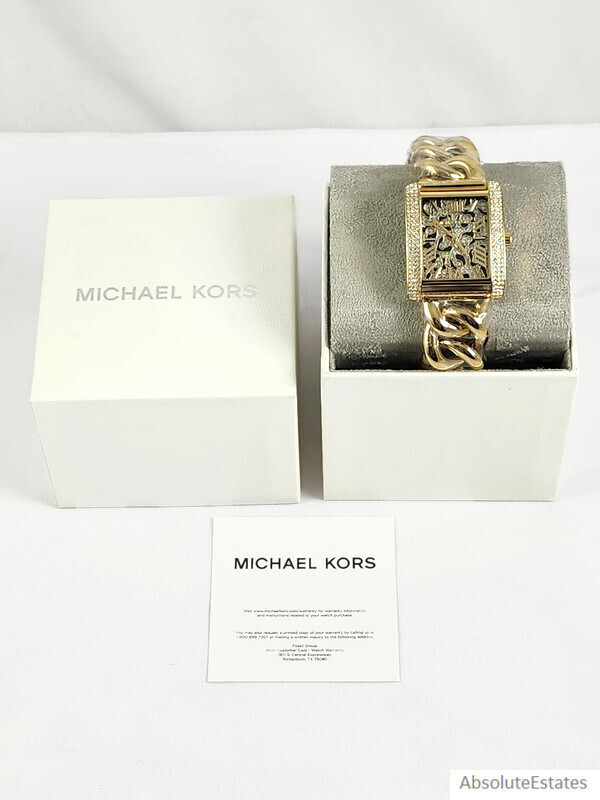 NEW Michael Kors Emery Leopard Glitz Gold Chain Watch MK7437 NEW Michael Kors Emery Leopard Glitz Gold Chain Watch MK7437