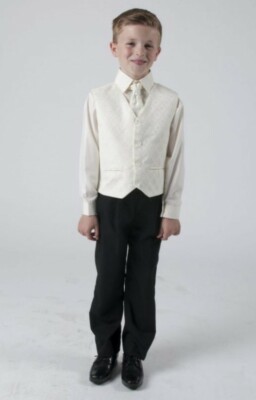 NEW BABY BOYS PIECE SUIT VIVAKI BLACK TROUSERS CREAM DOBBY
