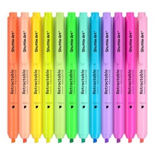 Retractable Highlighters Assorted Colors, 12 Colors 6 Pastel  6 Neon Chisel ...