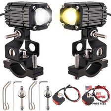 Windance 2pcs Motorcycle Headlight Auxiliary Light with Mounting Black