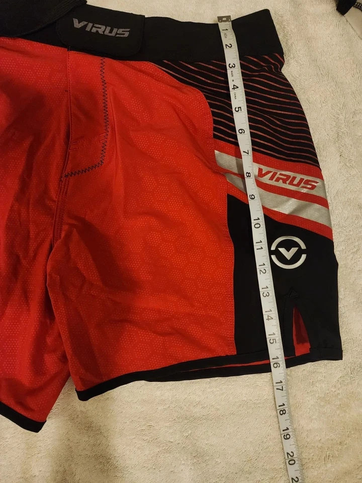 ВИРУС КАТАСТРОФЫ 2 боевые шорты - красный/черный, кроссфит, MMA, BJJ, тренажерный зал, работает - Изображение 3 из 4