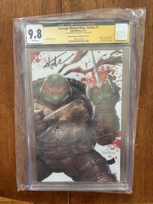 Teenage Mutant Ninja Turtles #1 Battle Damage Raphael CGC 9.8 Signed Kirkham
