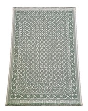 Vintage Solapuri Chaddar Cotton Jacquard Tablecloth  Green White Floral 60x90