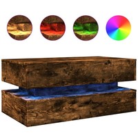 Couchtisch Mit Led Leuchten RäUchereiche 90X50X40 Cm Sofatisch Kaffeetisch