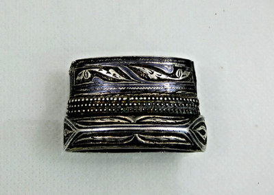 ANTIQUE SILVER NIELLO SCABBARD FITTING PART for KINJAL DAGGER Caucasian Russian