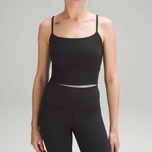 Lululemon Wunder Train Strappy Tank Top Black Cropped Size 6