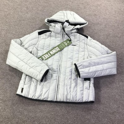 G-Star Raw Meefic Vertical Quilted Jacket Womens XS Oyster Blue Down Free Hooded