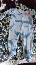 Carter's Blue Whale Print One Piece Footed Sleepwear Long Sleeve Zip 6m