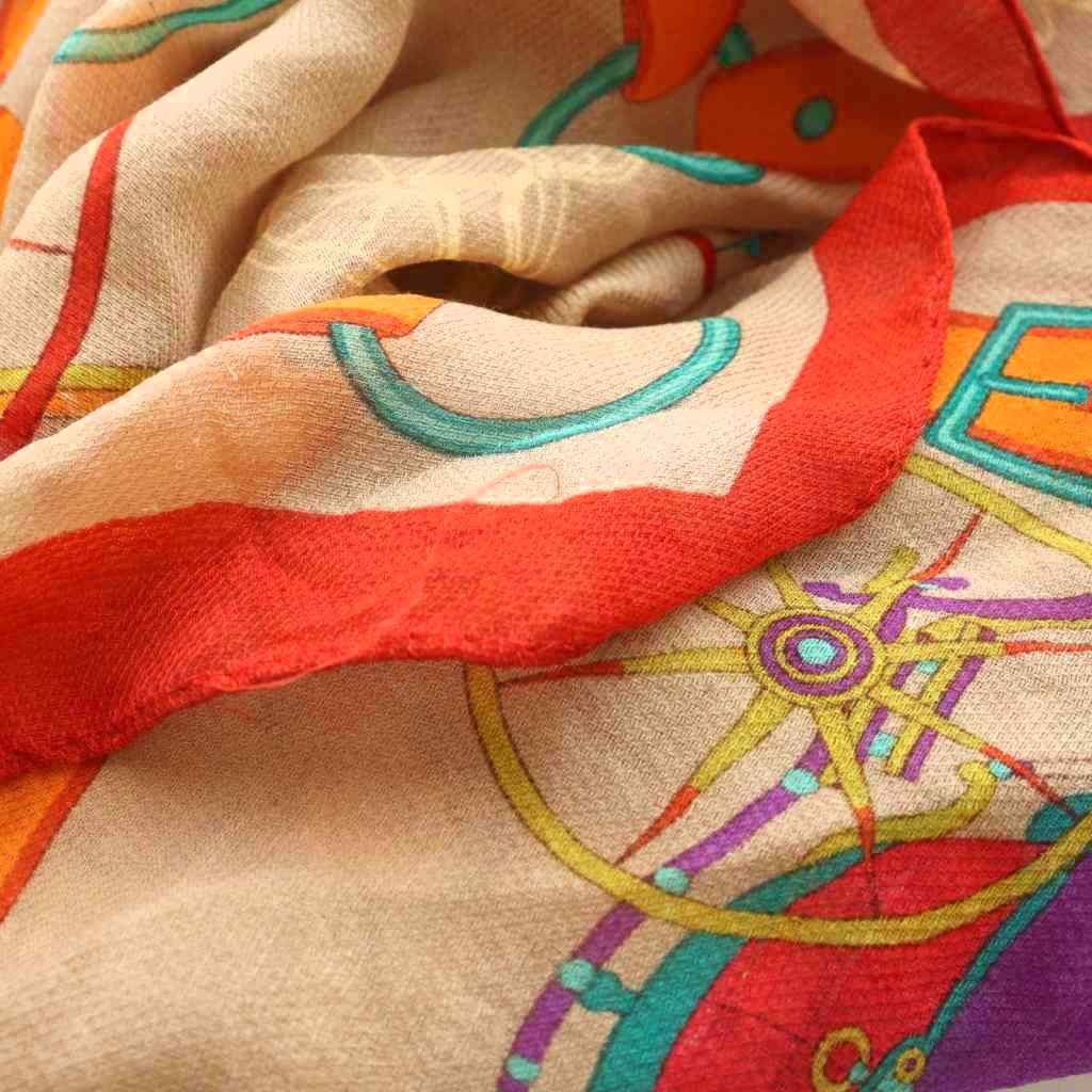 Ameri Vintage Stole Shawl All Over Pattern Beige … - image 5