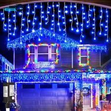 33Ft 400LED Icicle Lights for Outside Blue Christmas Lights for House Patio Yard