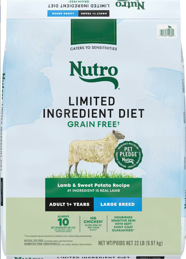 Nutro Limited Ingredient Diet Adult Large Breed Lamb Recipe Dry Dog Food, 22 lb