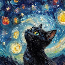 Black Cat Diamond Art Painting Kits for Adults - Full Drill Diamond Dots Paintin