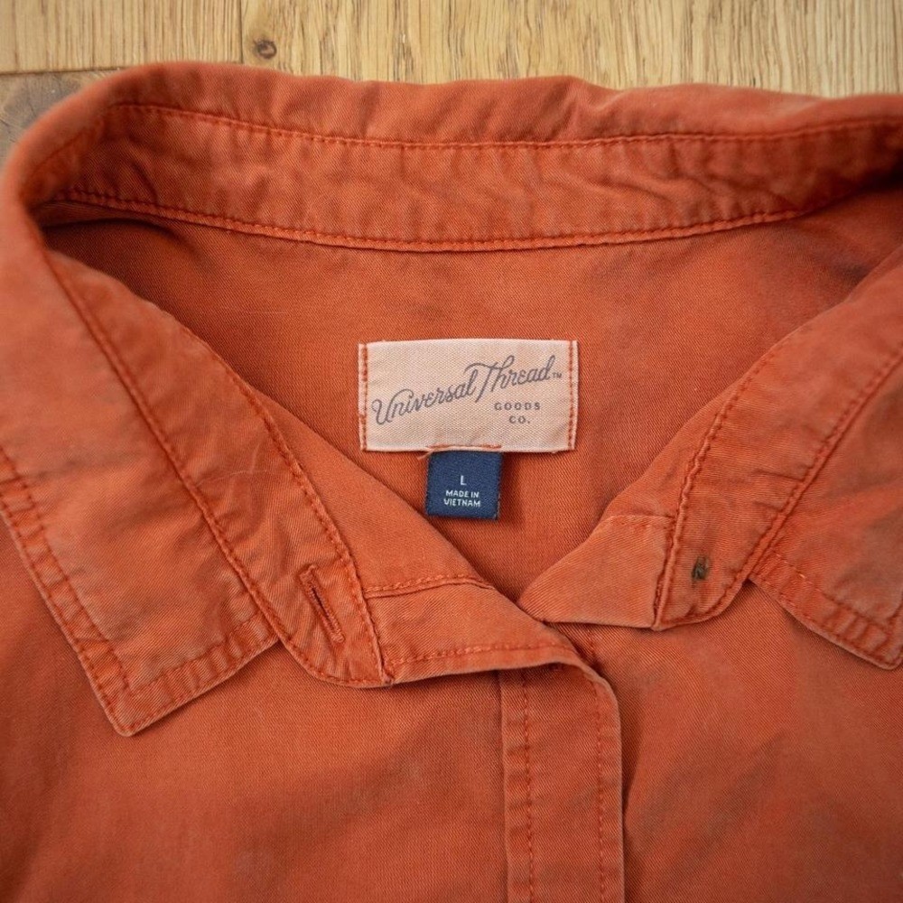 Universal Thread Orange Button Down Size Large - image 3