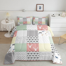 Wild Animals King Size Comforter Set with Pillows - Bear  Antler Design