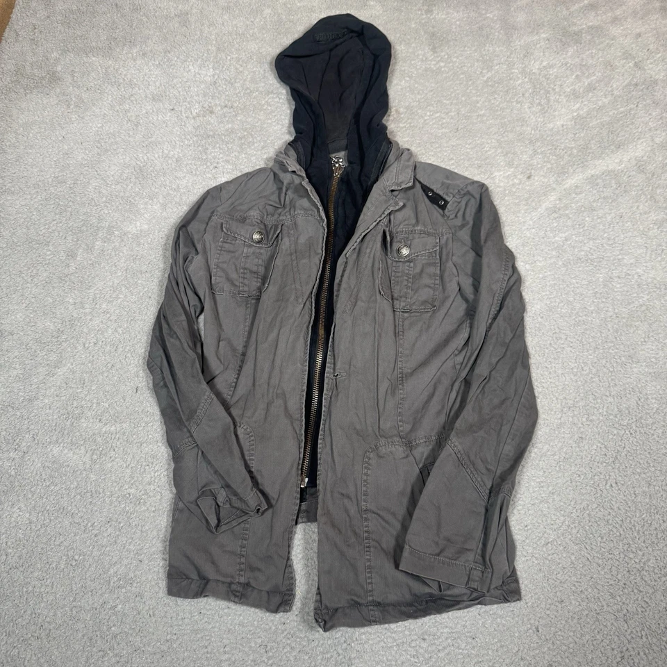 Chaqueta Royal Underground Para Hombres 2XL Negra Cremallera Completa Grunge Rave Sudadera con Capucha Militar Y2K Foto 4 de 4