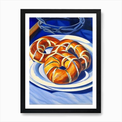Brezel Brot Bäckerei Produkt Acryli gerahmtes Wandbild Poster Leinwanddruck Bild