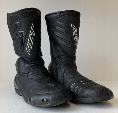 Herren Schwarz RST Leder Motorradstiefel Größe UK 10,5