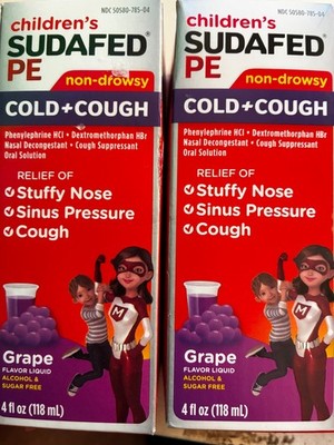 SUDAFED PE Children's Cold + Cough Liquid Grape Flavor 2/4 OZ