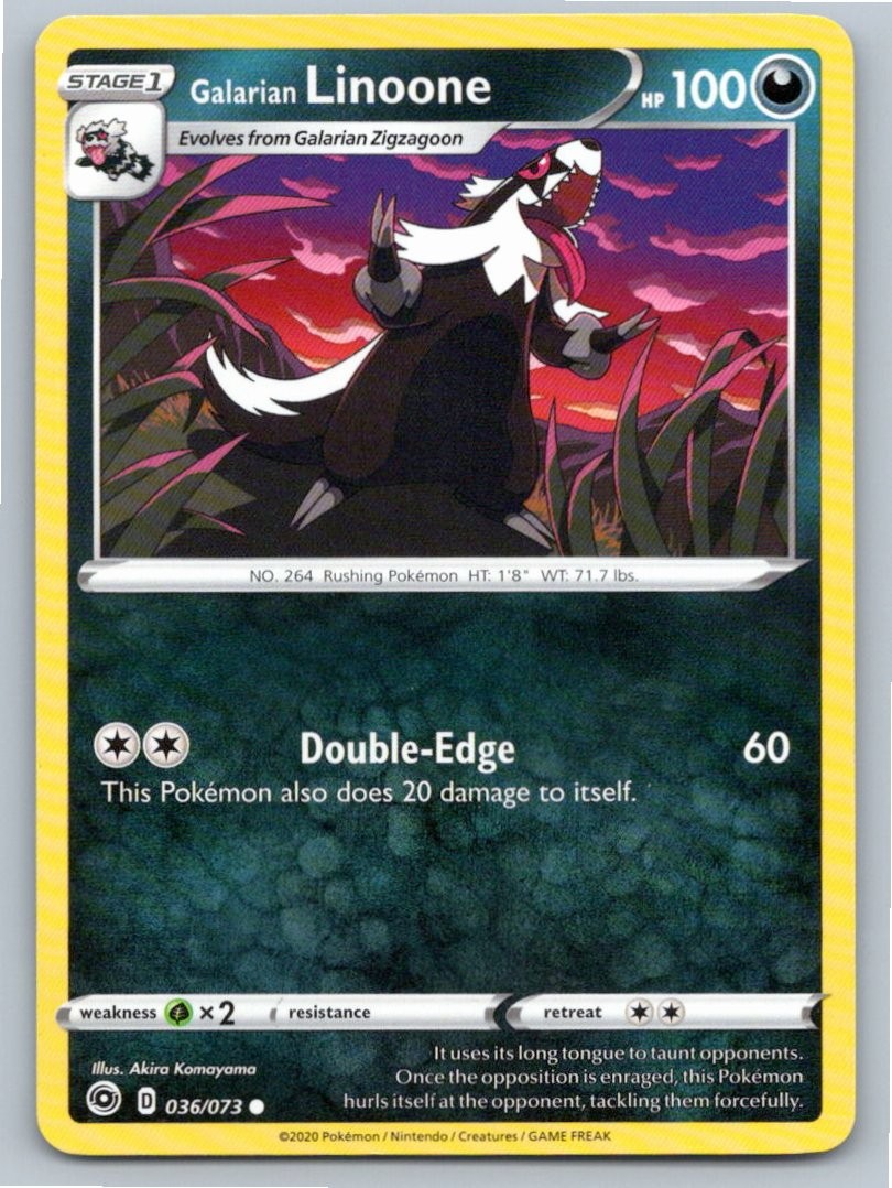 2020 POKEMON GALARIAN LINOONE CHAMPION'S PATH 036/073 C NM A75204 FREE S&H