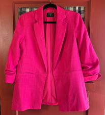 Tahari Women's Classic Pink 3/4 Sleeve Open Front Blazer Jacket Size 2 NWT