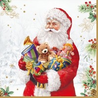 20 Servietten Santa Is Coming - Weihnachtsmann PräSentiert Geschenke 33X33Cm