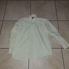 Polo Ralph Lauren Boys Button Up Dress Shirt 16-18 Yellow Striped