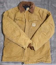 Vintage Carhartt Jacket Corduroy Collar Quilted Canvas Men's L Regular Tan