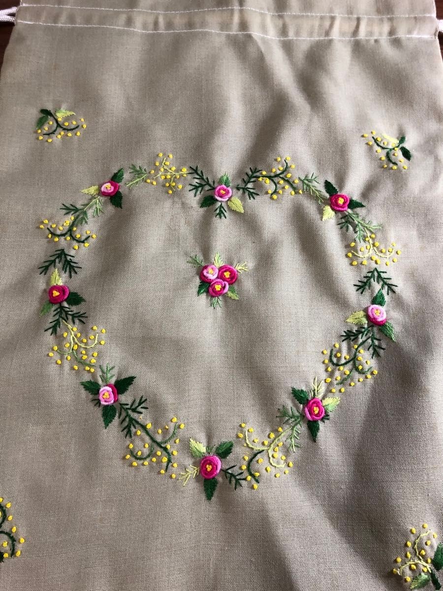 Drawstring bag Drawstring pouch Floral pattern em… - image 3