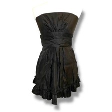 Alexia Amore Little Black Strapless Dress Women's Size Small Ruffled Trim