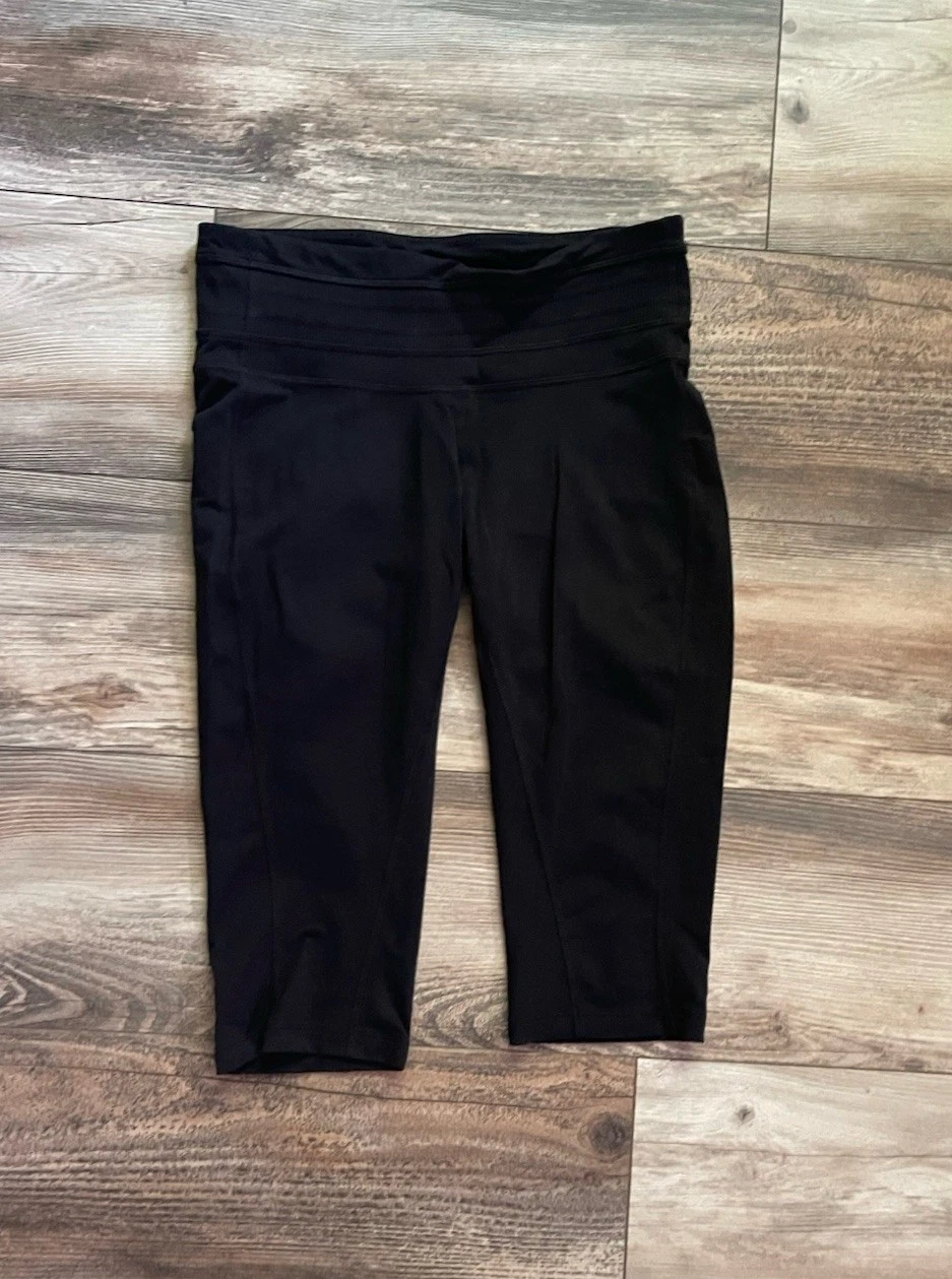Prana Women’s Long Short Capri Tight Leggings Size Small Black Biking Hiking