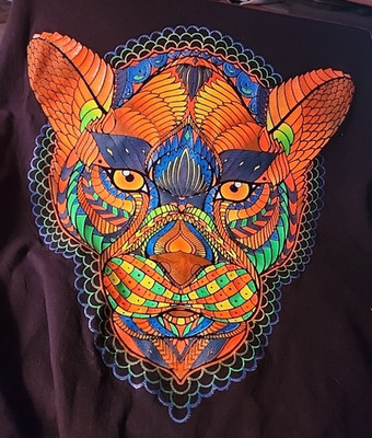 Euro Cotton Shirt Mens XL Black Panther Graphic Art Tee Colorful