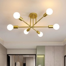 Gold Vintage Ceiling Light 6-head Sputnik Chandelier Modern Pendant Light E27
