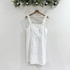 New J. Crew White Square Neck A Line Dress In Stretch Linen Lined Size 8 LB