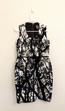 Taylor Sheath Women’s Dress Size 10 Black/White Nature Trees & Leaves Pattern