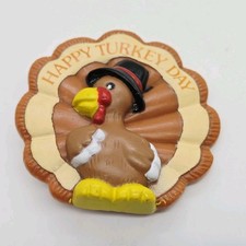 Russ PIN Thanksgiving Vintage TURKEY Pilgrim HAPPY DAY 1980s Holiday Brown #2