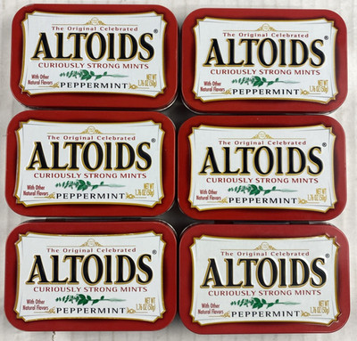 Lot of 6 Empty Peppermint Altoids Tins Cleaned FREE SHIPPING