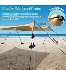 Beach Canopy Tent Shade with Sidewalls 10x10FT, 6.6FT Tall, UPF50 Sun Shelter